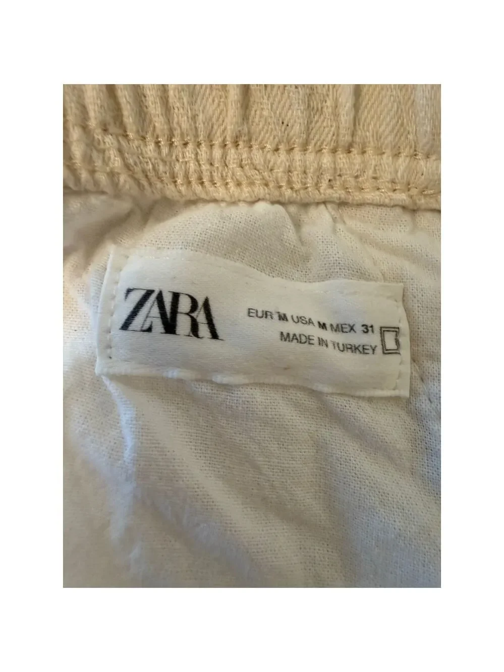 Zara textured pants in ecru linen blend size M